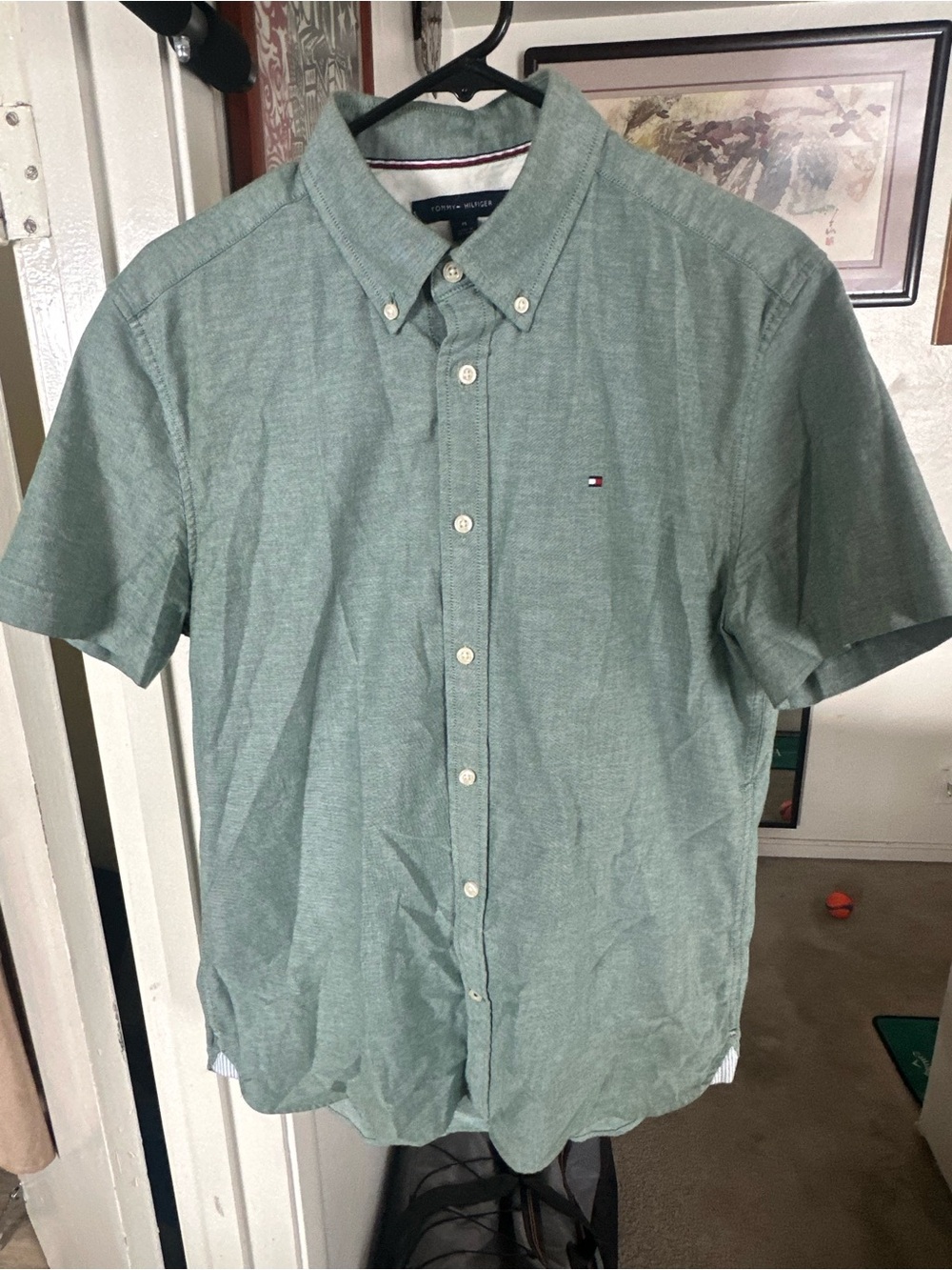 Tommy Hilfiger Men's Short-Sleeve Button-Down Shirt — Sage Green